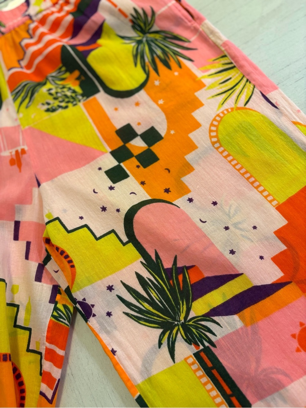 Haute Hippie Pink, Orange & Yellow Abstract Print Wide-Leg Pants SZ S - Picture 6 of 12